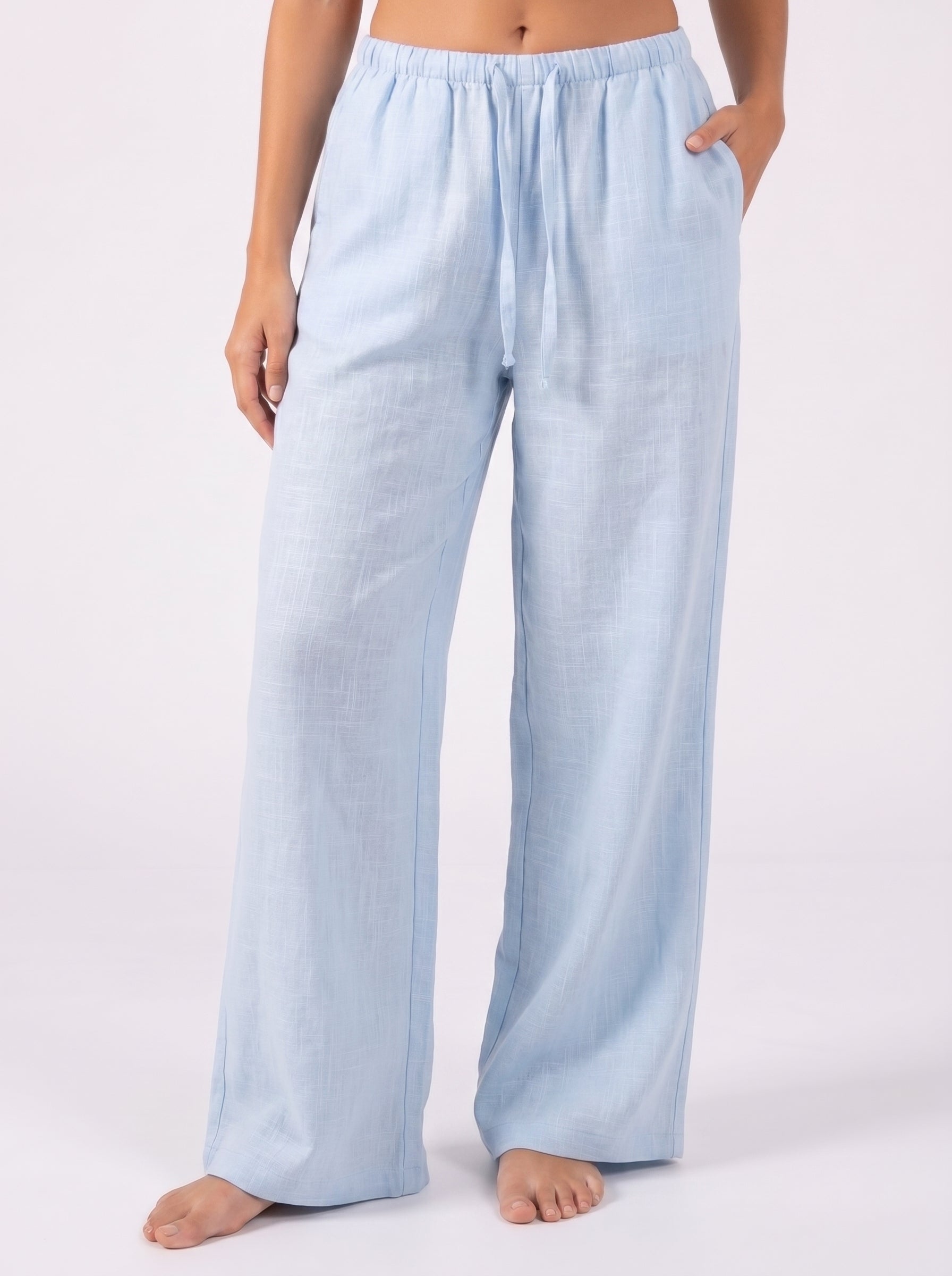 REFINED LINEN WIDE-LEG PANTS