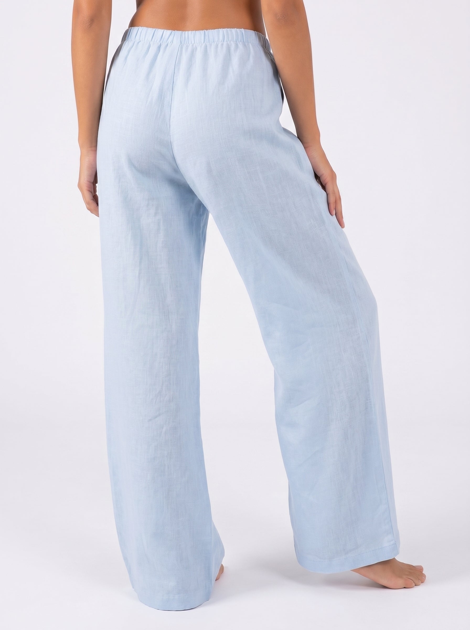 REFINED LINEN WIDE-LEG PANTS