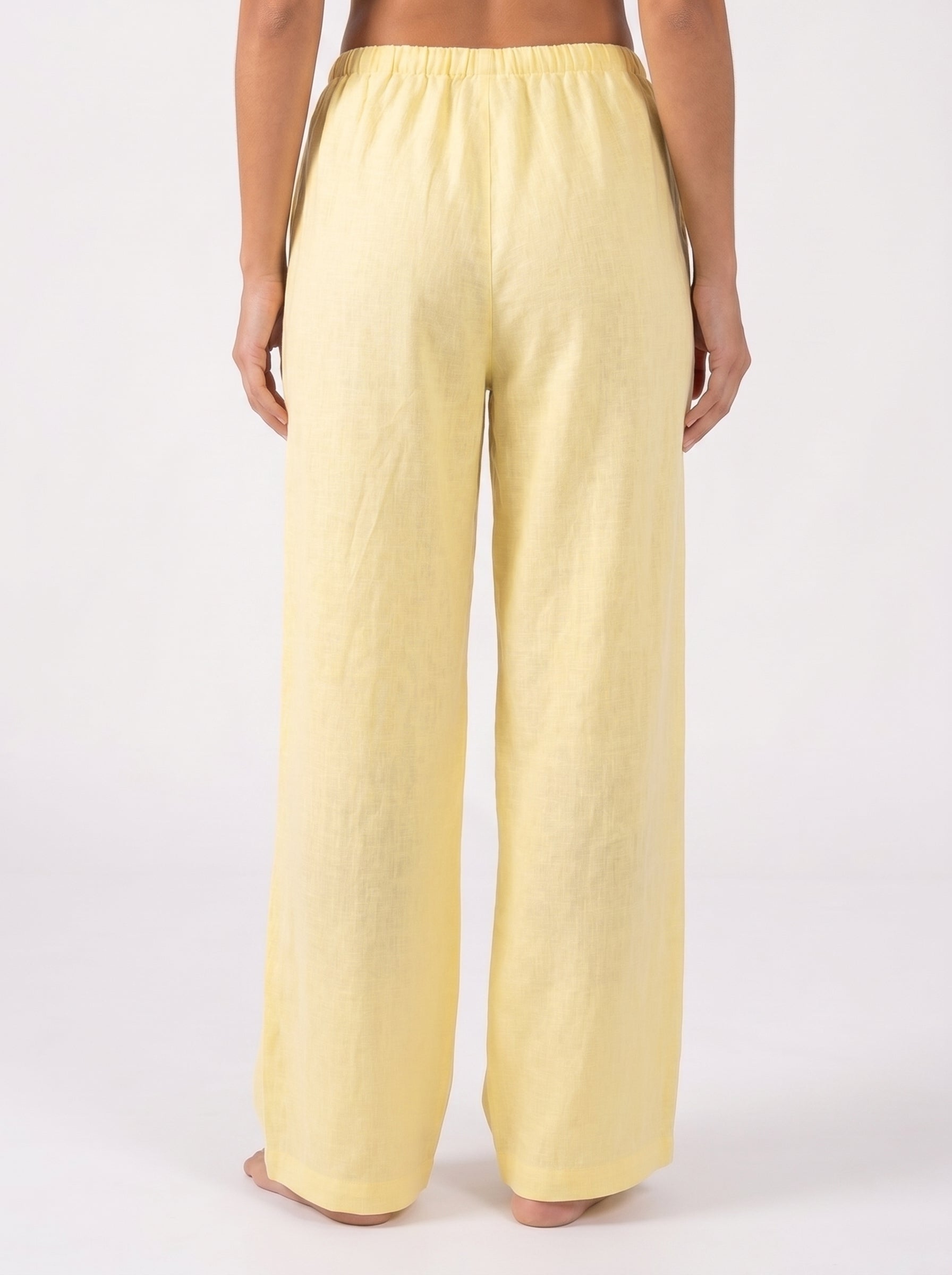 REFINED LINEN WIDE-LEG PANTS