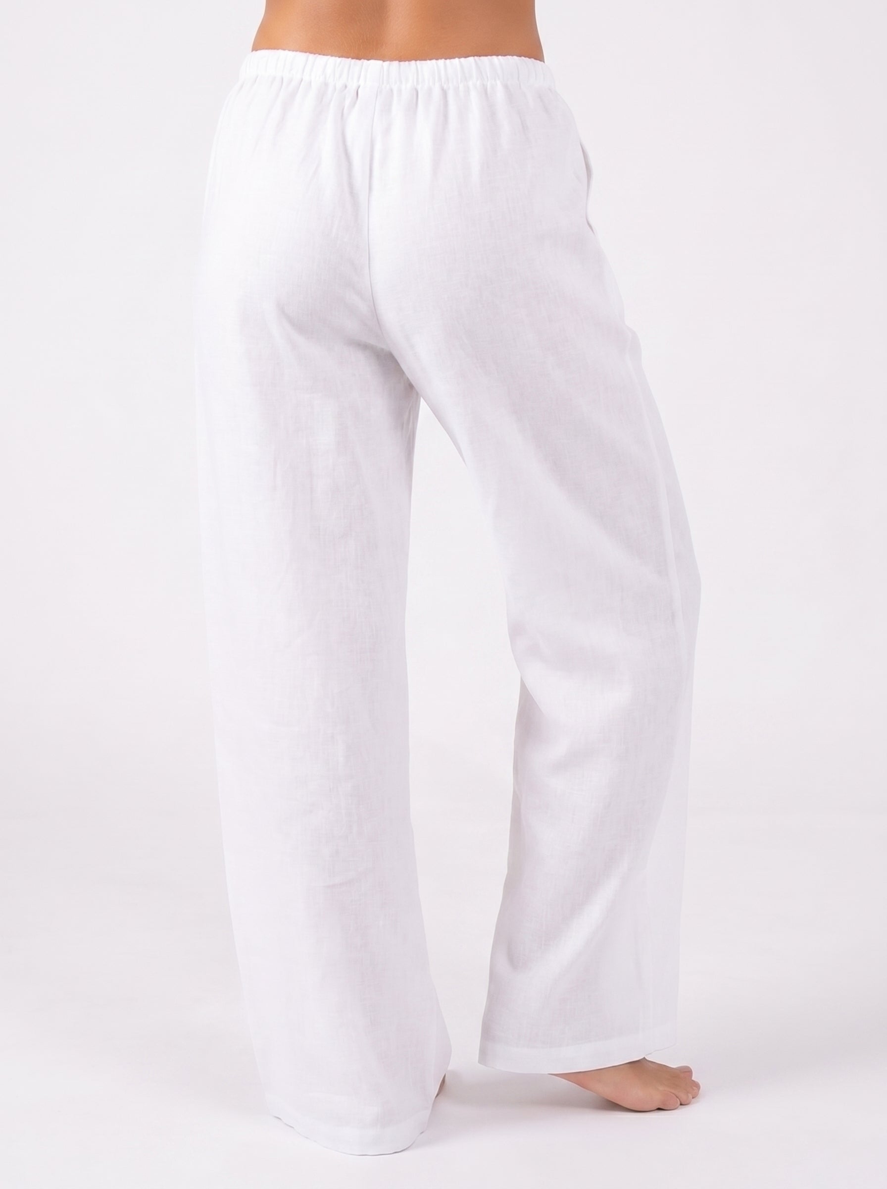 REFINED LINEN WIDE-LEG PANTS