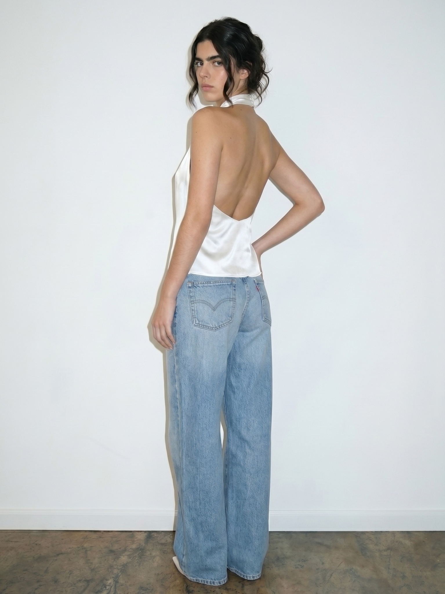 REFINED SATIN HALTER TOP