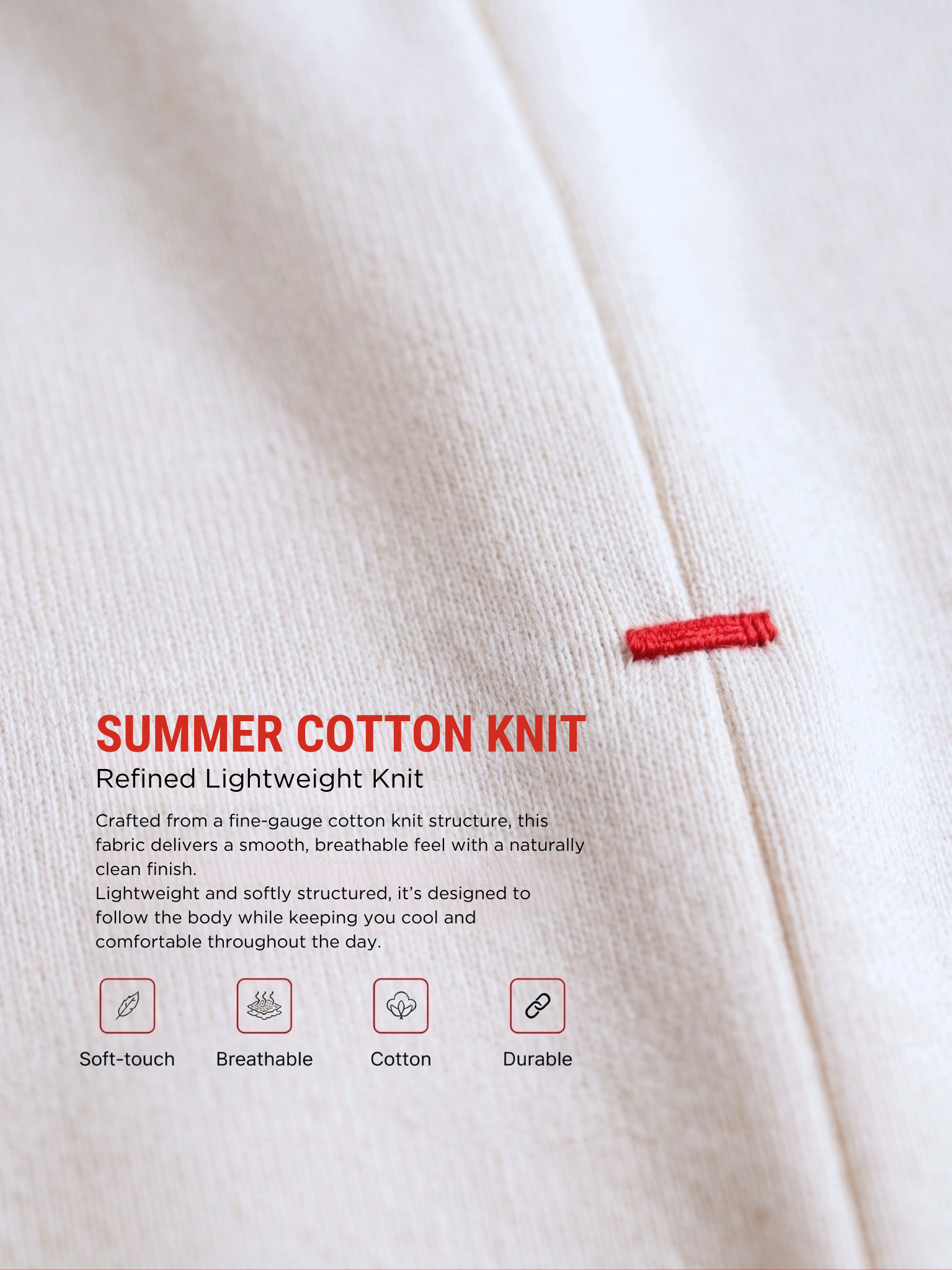 REFINED ROUND NECK COTTON KNIT T-SHIRT
